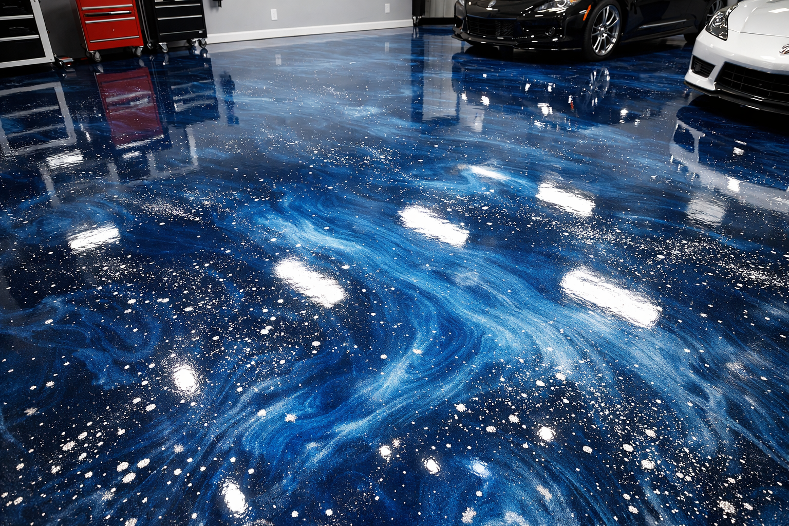 Ocean blå epoxy gulv - Efter